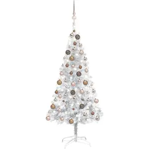 vidaXL Arbre de Noël artificiel pré-éclairé/boules argenté 120 cm PET pas cher