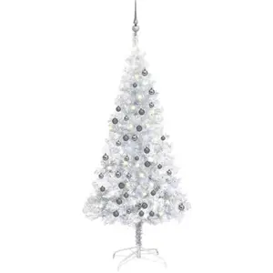 vidaXL Arbre de Noël artificiel pré-éclairé/boules argenté 120 cm PET pas cher