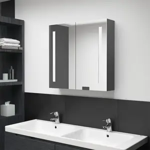 vidaXL Armoire de salle de bain à miroir LED Gris 62x14x60 cm pas cher
