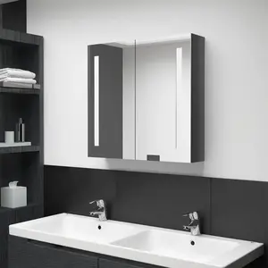 vidaXL Armoire de salle de bain à miroir LED Gris brillant 62x14x60 cm pas cher