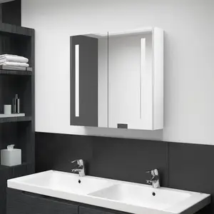 Non communiqué vidaXL Armoire de salle de bain à miroir LED Blanc brillant 62x14x60cm pas cher