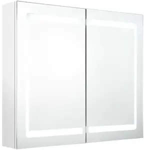 Vidaxl - Armoire de salle de bain à miroir led Blanc brillant 80x12x68cm Blanc brillant pas cher