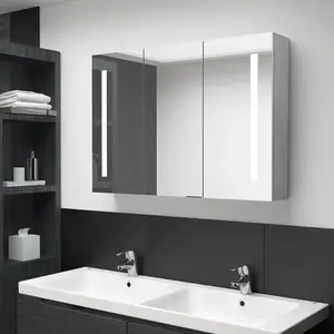 vidaXL Armoire de salle de bain à miroir LED Gris béton 89x14x62 cm pas cher