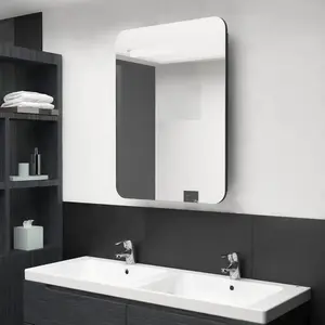 vidaXL Armoire de salle de bain à miroir LED noir 60x11x80 cm pas cher