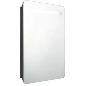 vidaXL Armoire de salle de bain à miroir LED noir brillant 60x11x80 cm pas cher