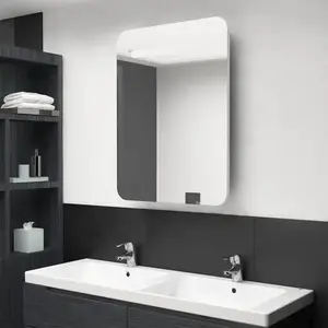 Non communiqué vidaXL Armoire de salle de bain à miroir LED Blanc brillant 60x11x80cm pas cher