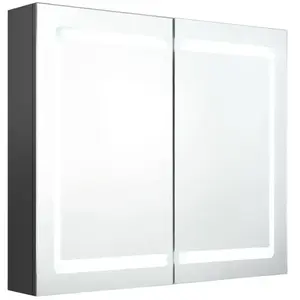 vidaXL Armoire de salle de bain à miroir LED gris 80x12x68 cm pas cher