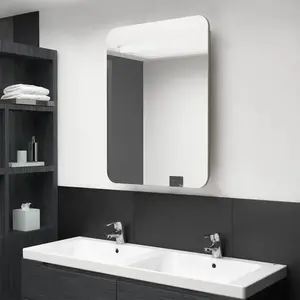 Armoire de salle de bain à miroir LED chêne 60x11x80 cm vidaXL pas cher