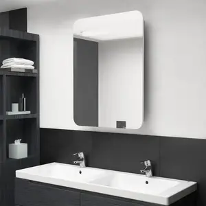 Non communiqué vidaXL Armoire de salle de bain à miroir LED blanc et chêne 60x11x80cm pas cher
