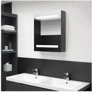 vidaXL Armoire de salle de bain à miroir LED Gris brillant 50x14x60 cm pas cher