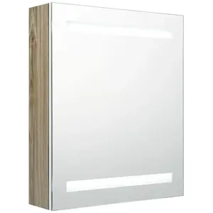 vidaXL Armoire de salle de bain à miroir à LED blanc et chêne pas cher