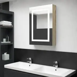 vidaXL Armoire de salle de bain à miroir LED Chêne 50x13x70 cm pas cher