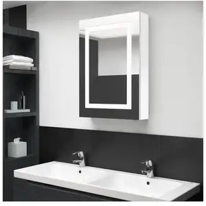 vidaXL Armoire de salle de bain à miroir LED Blanc brillant 50x13x70cm pas cher