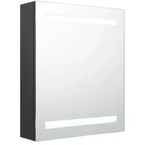 vidaXL Armoire de salle de bain à miroir LED anthracite 50x14x60 cm pas cher