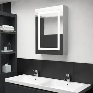 vidaXL Armoire de salle de bain à miroir LED gris béton 50x13x70 cm pas cher