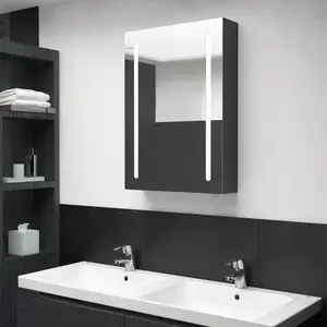 Non communiqué vidaXL Armoire de salle de bain à miroir LED noir brillant 50x13x70 cm pas cher