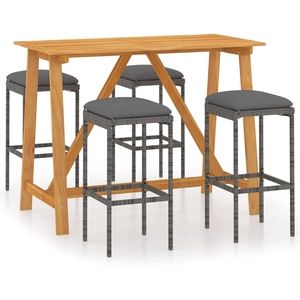 vidaXL Ensemble de bar de jardin avec coussins 5 pcs Gris pas cher