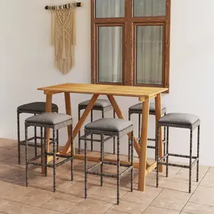 vidaXL Ensemble de bar de jardin avec coussins 7 pcs Gris pas cher