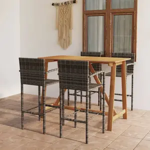 vidaXL Ensemble de bar de jardin 5 pcs Gris pas cher