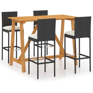 vidaXL Ensemble de bar de jardin avec coussins 5 pcs Noir pas cher