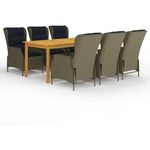 vidaXL Ensemble à manger de jardin 7 pcs Marron