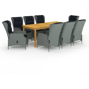 vidaXL Ensemble à manger de jardin 9 pcs Gris clair pas cher