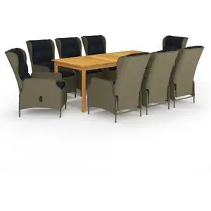 vidaXL Ensemble à manger de jardin 9 pcs Marron