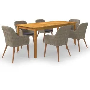 vidaXL Ensemble à manger de jardin 7 pcs Marron pas cher