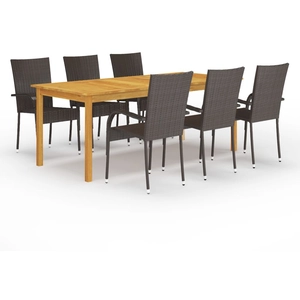 vidaXL Ensemble de salle à manger de jardin 7 pcs Marron pas cher