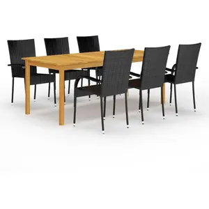 vidaXL Ensemble de salle à manger de jardin 7 pcs Noir pas cher