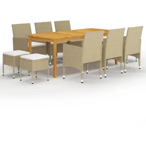Comparateur de prix : vidaXL Ensemble de salle à manger de jardin 11 pcs Beige