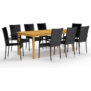 vidaXL Ensemble de salle à manger de jardin 9 pcs Noir pas cher