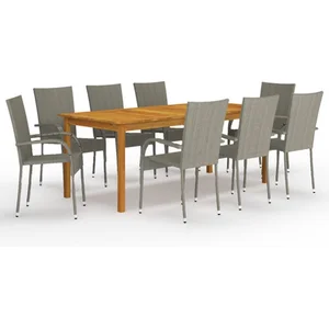 vidaXL Ensemble de salle à manger de jardin 9 pcs Gris pas cher