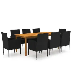 vidaXL Ensemble de salle à manger de jardin 9 pcs Noir pas cher