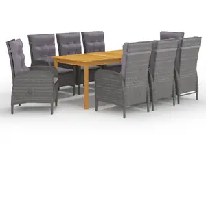 vidaXL Ensemble à manger de jardin 9 pcs Gris