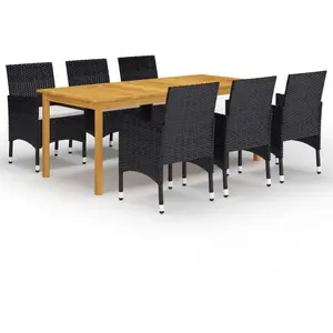 vidaXL Ensemble de salle à manger de jardin 7 pcs Noir pas cher