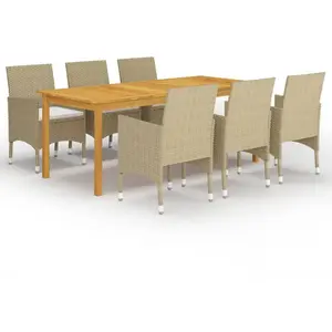 vidaXL Ensemble de salle à manger de jardin 7 pcs Beige pas cher
