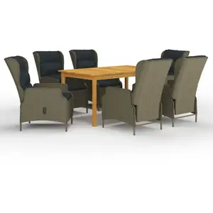 vidaXL Ensemble à manger de jardin 7 pcs Marron pas cher