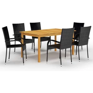 vidaXL Ensemble de salle à manger de jardin 7 pcs Noir pas cher