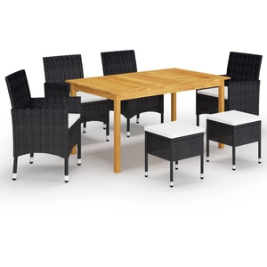 vidaXL Ensemble de salle à manger de jardin 7 pcs Noir pas cher