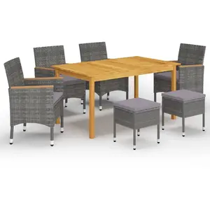 vidaXL Ensemble de salle à manger de jardin 7 pcs Gris pas cher