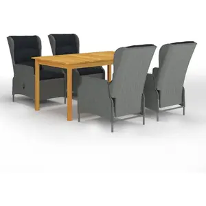 vidaXL Ensemble à manger de jardin 5 pcs Gris clair pas cher