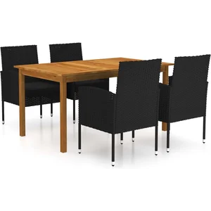 vidaXL Ensemble de salle à manger de jardin 5 pcs Noir pas cher