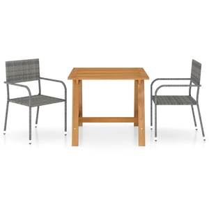 vidaXL Ensemble de salle à manger de jardin 3 pcs Gris pas cher