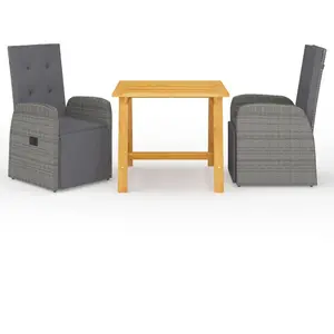 vidaXL Ensemble de salle à manger de jardin 3 pcs Gris pas cher