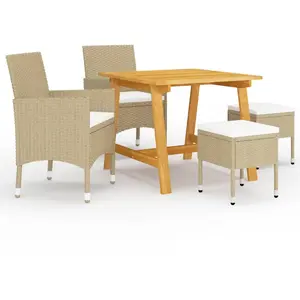 vidaXL Ensemble de salle à manger de jardin 5 pcs Beige pas cher