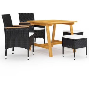 vidaXL Ensemble de salle à manger de jardin 5 pcs Noir pas cher