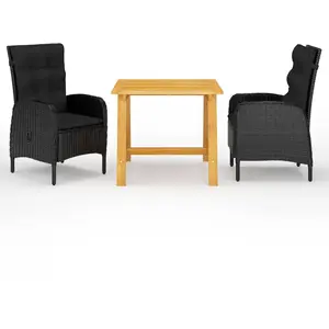 vidaXL Ensemble de salle à manger de jardin 3 pcs Noir pas cher