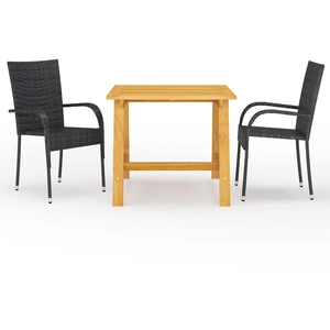 vidaXL Ensemble de salle à manger de jardin 3 pcs Noir pas cher