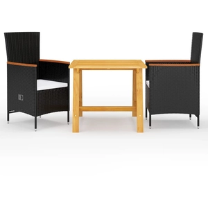 vidaXL Ensemble de salle à manger de jardin 3 pcs Noir pas cher